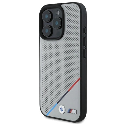 BMW M Perforated Tricolor Line MagSafe Case for iPhone 16 Pro Max - Gray_1