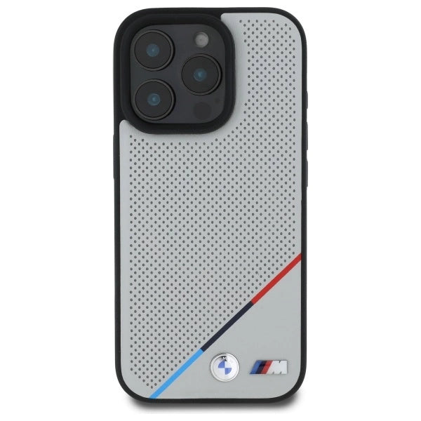 BMW M Perforated Tricolor Line MagSafe Case for iPhone 16 Pro Max - Gray_2