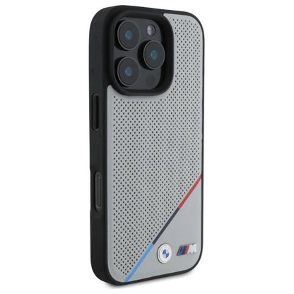 BMW M Perforated Tricolor Line MagSafe Case for iPhone 16 Pro Max - Gray_3