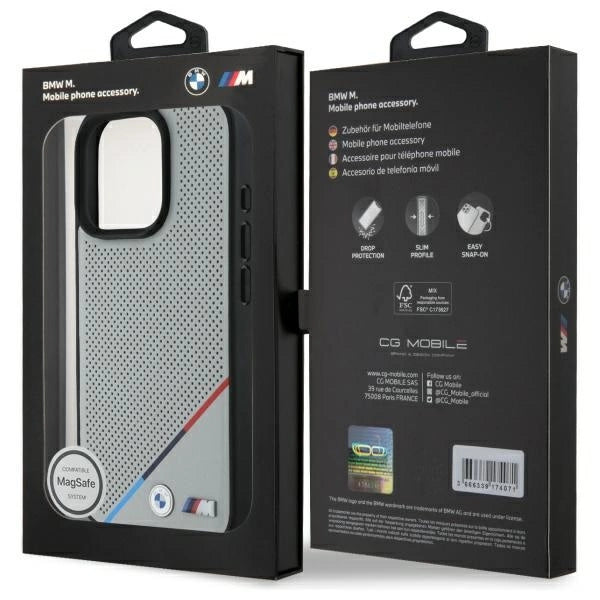 BMW M Perforated Tricolor Line MagSafe Case for iPhone 16 Pro Max - Gray_7