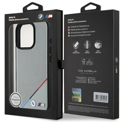 BMW M Perforated Tricolor Line MagSafe Case for iPhone 16 Pro Max - Gray_7