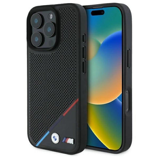 BMW M Perforated Tricolor Line MagSafe Case for iPhone 16 Pro Max - Black_0