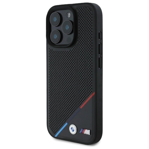 BMW M Perforated Tricolor Line MagSafe Case for iPhone 16 Pro Max - Black_1