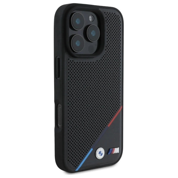 BMW M Perforated Tricolor Line MagSafe Case for iPhone 16 Pro Max - Black_3