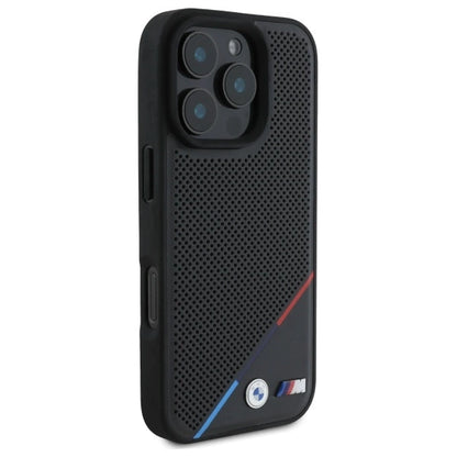 BMW M Perforated Tricolor Line MagSafe Case for iPhone 16 Pro Max - Black_3