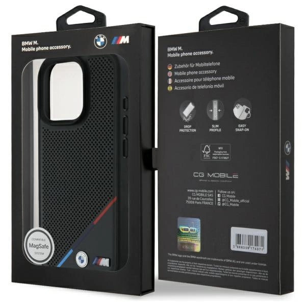 BMW M Perforated Tricolor Line MagSafe Case for iPhone 16 Pro Max - Black_7