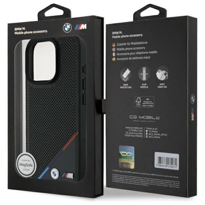 BMW M Perforated Tricolor Line MagSafe Case for iPhone 16 Pro Max - Black_7