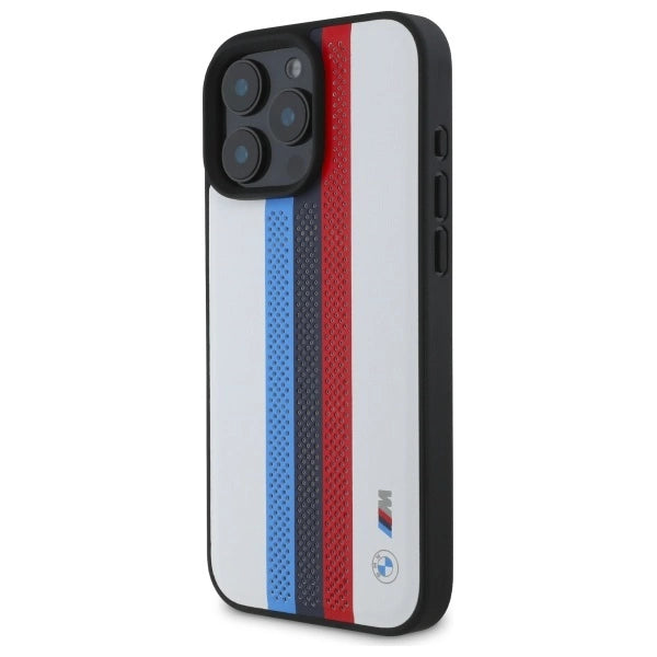 BMW M Performance Tricolor Printed Stripes MagSafeMagSafe iPhone 16 Pro Max Case - White_1