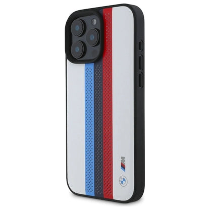 BMW M Performance Tricolor Printed Stripes MagSafeMagSafe iPhone 16 Pro Max Case - White_1