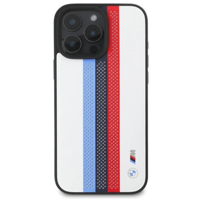BMW M Performance Tricolor Printed Stripes MagSafeMagSafe iPhone 16 Pro Max Case - White_2