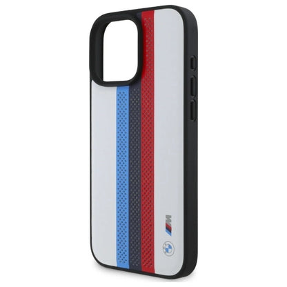 BMW M Performance Tricolor Printed Stripes MagSafeMagSafe iPhone 16 Pro Max Case - White_5