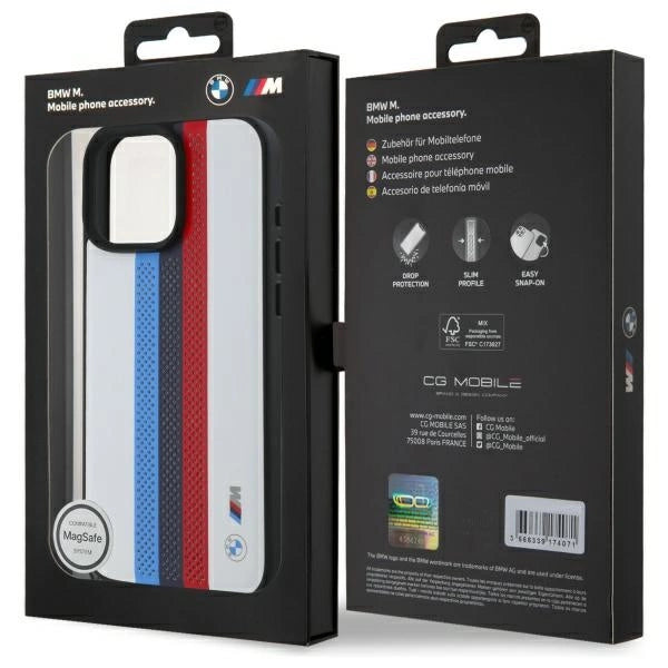 BMW M Performance Tricolor Printed Stripes MagSafeMagSafe iPhone 16 Pro Max Case - White_7