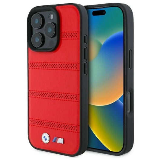 BMW M Perforated And Stitched Line MagSafe case for iPhone 16 Pro Max - red_0