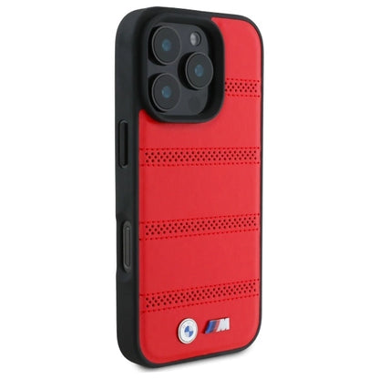BMW M Perforated And Stitched Line MagSafe case for iPhone 16 Pro Max - red_2