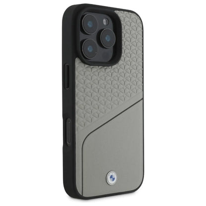 BMW Sign Leather Textured and Line MagSafe Case for iPhone 16 Pro Max - Gray_3