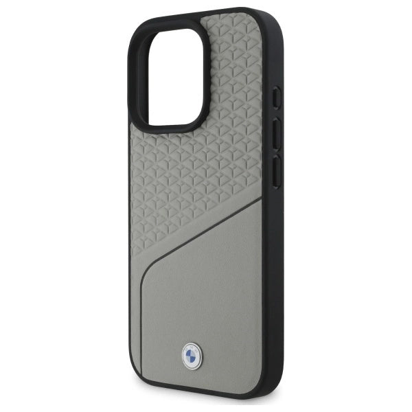 BMW Sign Leather Textured and Line MagSafe Case for iPhone 16 Pro Max - Gray_5