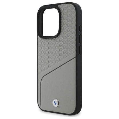 BMW Sign Leather Textured and Line MagSafe Case for iPhone 16 Pro Max - Gray_5