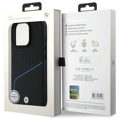 BMW Sign Leather Textured And Line MagSafe Case for iPhone 16 Pro Max - Black_7