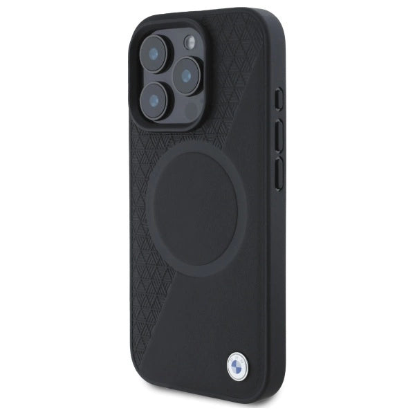 BMW Sign Leather Half Textured And Circle MagSafe case for iPhone 16 Pro Max - black_1