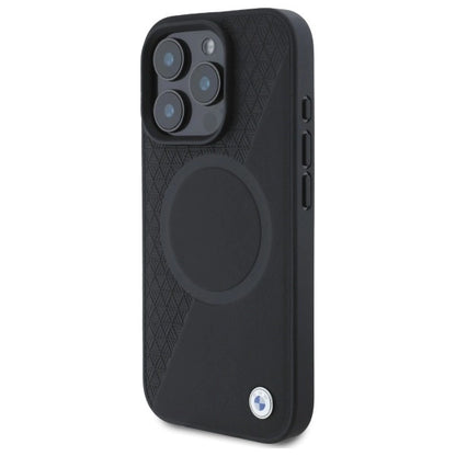 BMW Sign Leather Half Textured And Circle MagSafe case for iPhone 16 Pro Max - black_1