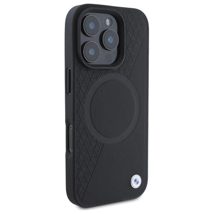 BMW Sign Leather Half Textured And Circle MagSafe case for iPhone 16 Pro Max - black_3