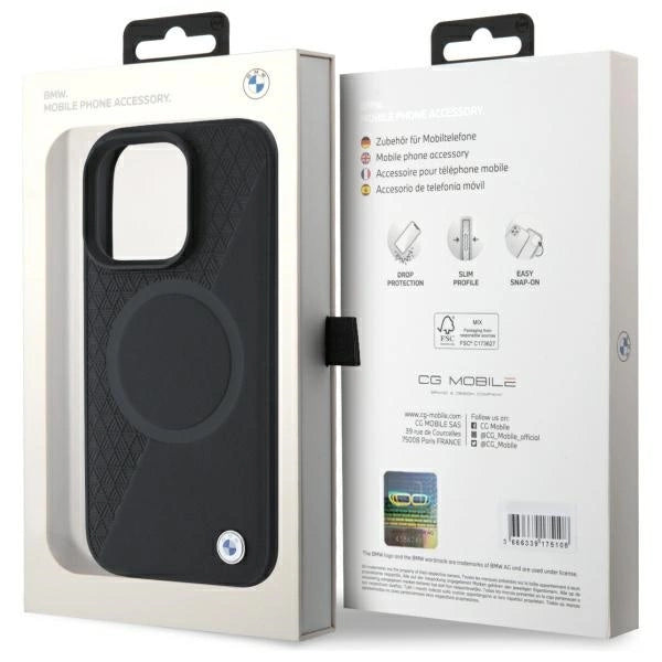 BMW Sign Leather Half Textured And Circle MagSafe case for iPhone 16 Pro Max - black_7