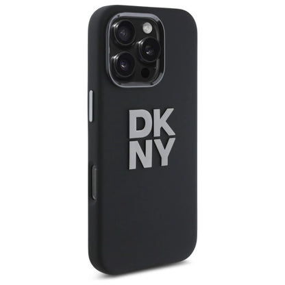 DKNY Liquid Silicone Metal Logo iPhone 16 Pro Case - Black_3