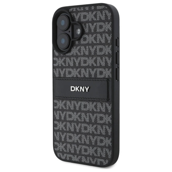 DKNY Texture Pattern Tonal Stripe iPhone 16 Case - Black_1