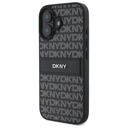DKNY Texture Pattern Tonal Stripe iPhone 16 Case - Black_1