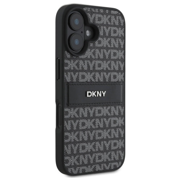 DKNY Texture Pattern Tonal Stripe iPhone 16 Case - Black_3