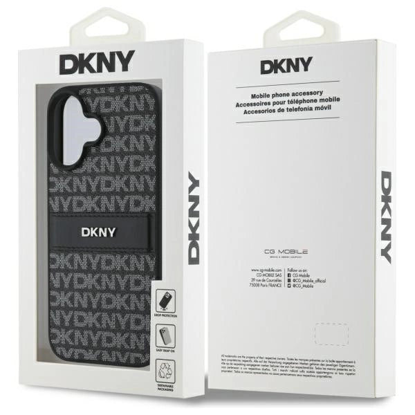 DKNY Texture Pattern Tonal Stripe iPhone 16 Case - Black_7