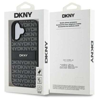 DKNY Texture Pattern Tonal Stripe iPhone 16 Case - Black_7