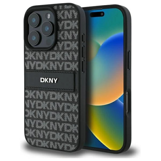 DKNY Texture Pattern Tonal Stripe iPhone 16 Pro Max Case - Black_0