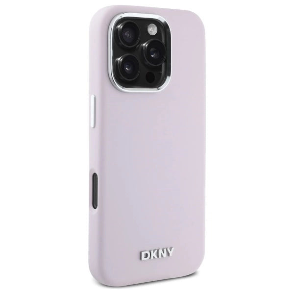 DKNY Liquid Silicone Small Metal Logo MagSafe iPhone 16 Pro Case - Pink_3