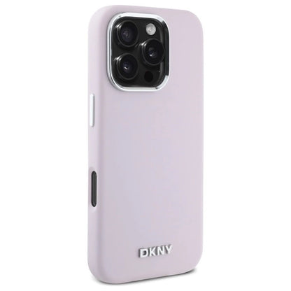 DKNY Liquid Silicone Small Metal Logo MagSafe iPhone 16 Pro Case - Pink_3
