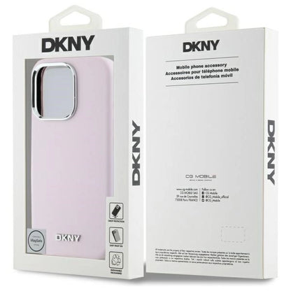 DKNY Liquid Silicone Small Metal Logo MagSafe iPhone 16 Pro Case - Pink_7