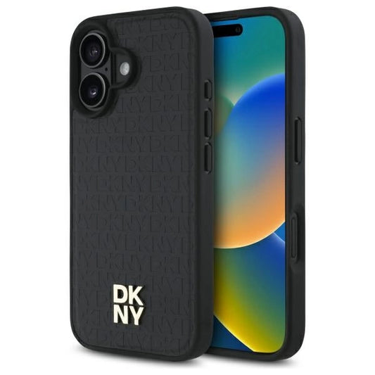 DKNY Repeat Pattern Stack Logo MagSafe iPhone 16 Case - Black_0
