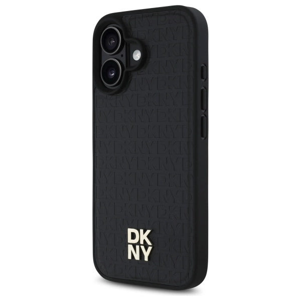 DKNY Repeat Pattern Stack Logo MagSafe iPhone 16 Case - Black_1