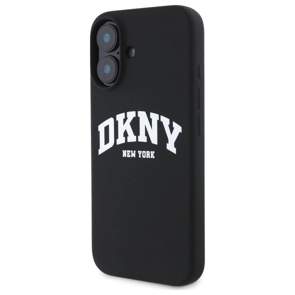 DKNY Silicone White Printed Logo MagSafe iPhone 16 Case - Black_1