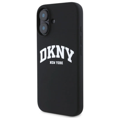 DKNY Silicone White Printed Logo MagSafe iPhone 16 Case - Black_1