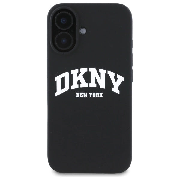 DKNY Silicone White Printed Logo MagSafe iPhone 16 Case - Black_2
