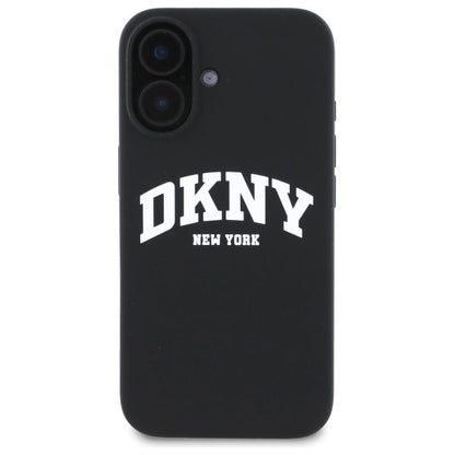 DKNY Silicone White Printed Logo MagSafe iPhone 16 Case - Black_2