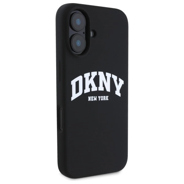 DKNY Silicone White Printed Logo MagSafe iPhone 16 Case - Black_3