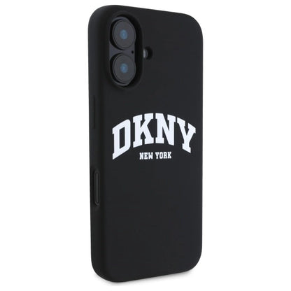 DKNY Silicone White Printed Logo MagSafe iPhone 16 Case - Black_3