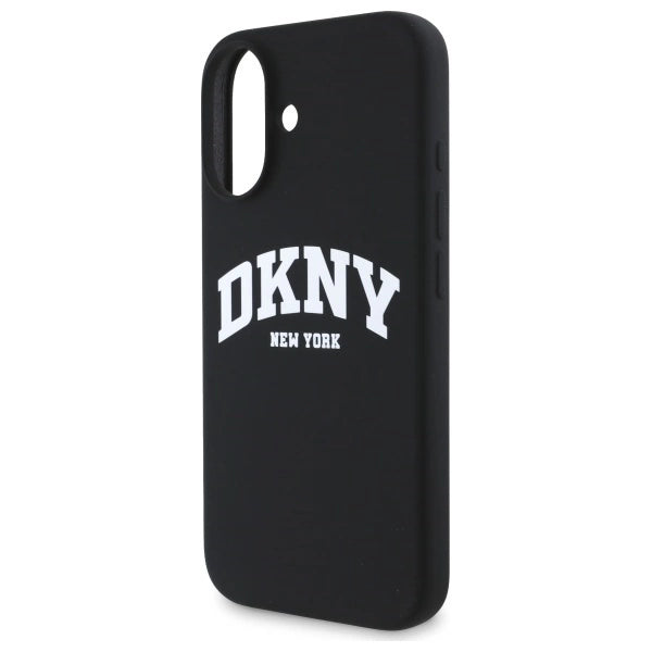 DKNY Silicone White Printed Logo MagSafe iPhone 16 Case - Black_5