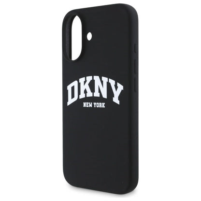DKNY Silicone White Printed Logo MagSafe iPhone 16 Case - Black_5