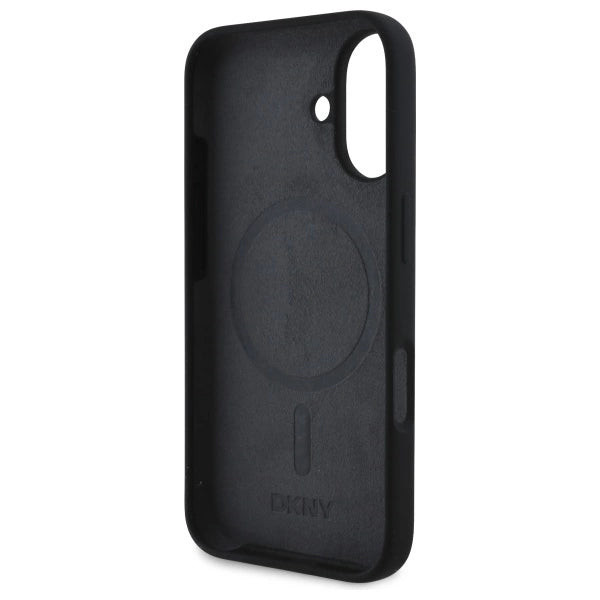 DKNY Silicone White Printed Logo MagSafe iPhone 16 Case - Black_6