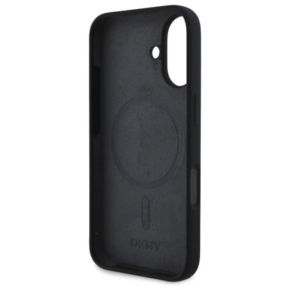 DKNY Silicone White Printed Logo MagSafe iPhone 16 Case - Black_6