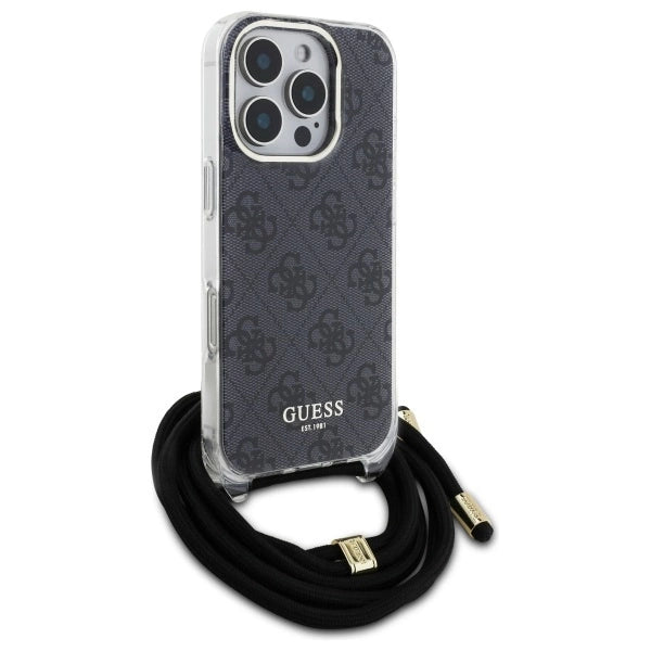 Guess Crossbody Cord 4G Print Case with Lanyard for iPhone 16 Pro - Black_2