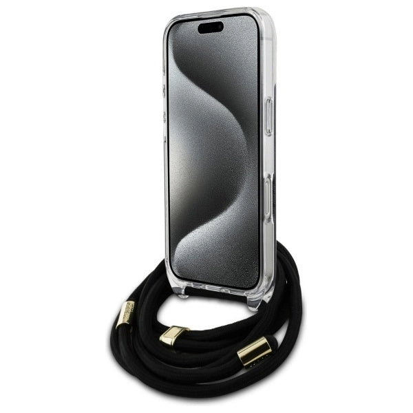 Guess Crossbody Cord 4G Print Case with Lanyard for iPhone 16 Pro - Black_3